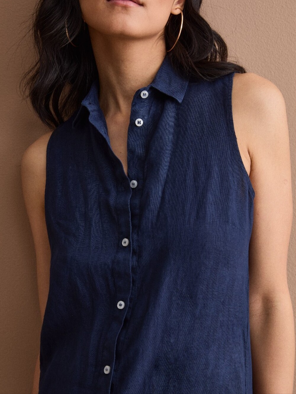 Talbots Navy Linen Tank Top Size M